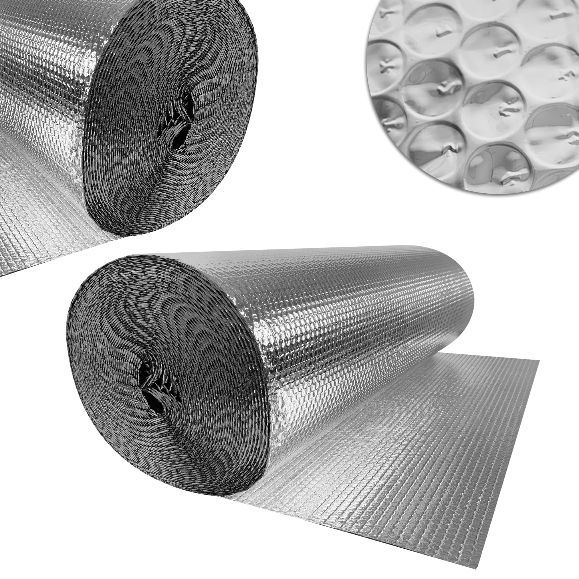 Lámina reflectante para radiador, 1 x 30 m, lámina aislante reflectante de 3 – 4 mm de grosor, doble lámina de aluminio, aislamiento de pared