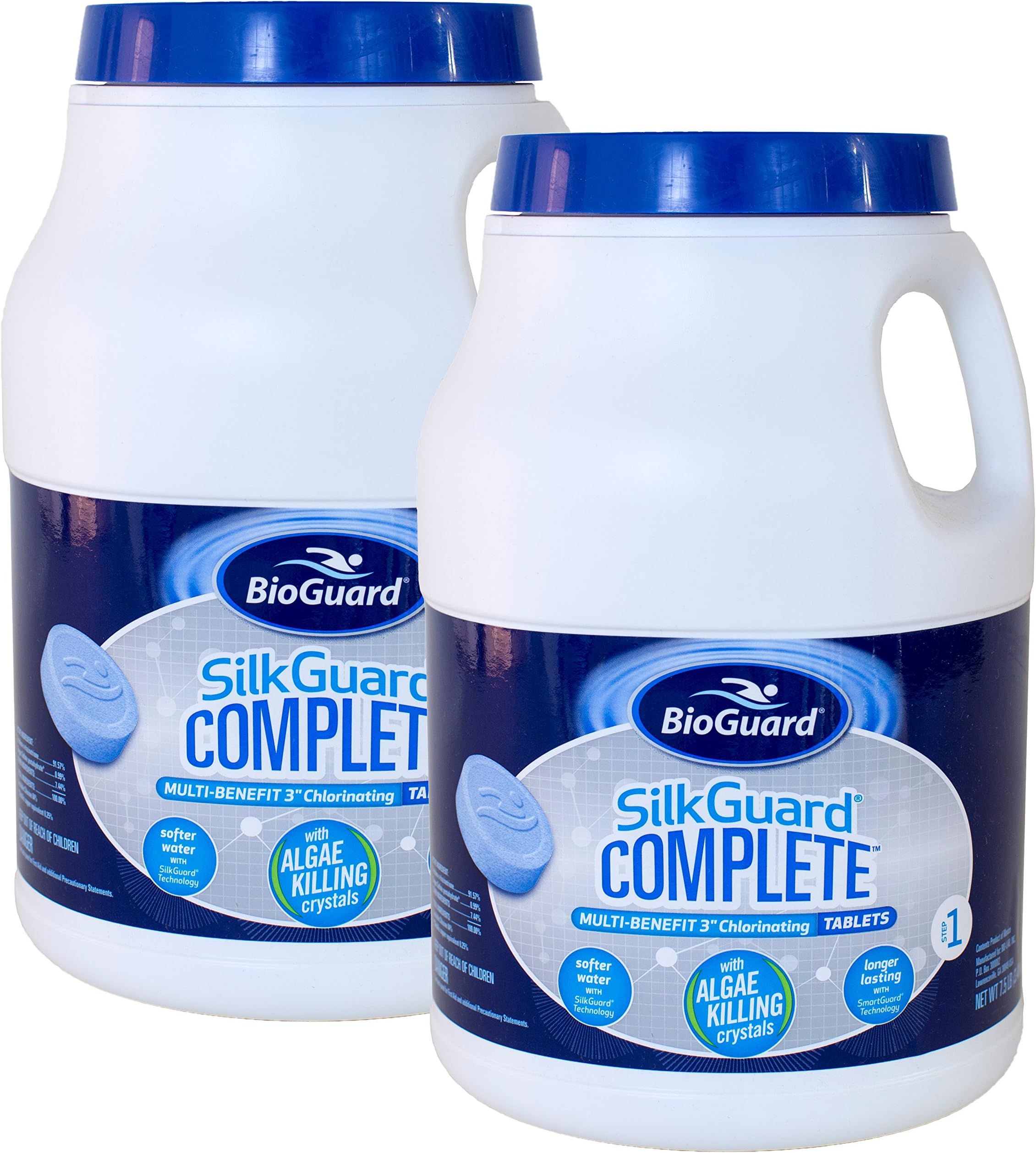 BioGuard SilkGuard Complete 3” Chlorinating Tablets, 7.5 lb, Pack of 2, Chlorine Tablets for Sanitizing Swimming Pools