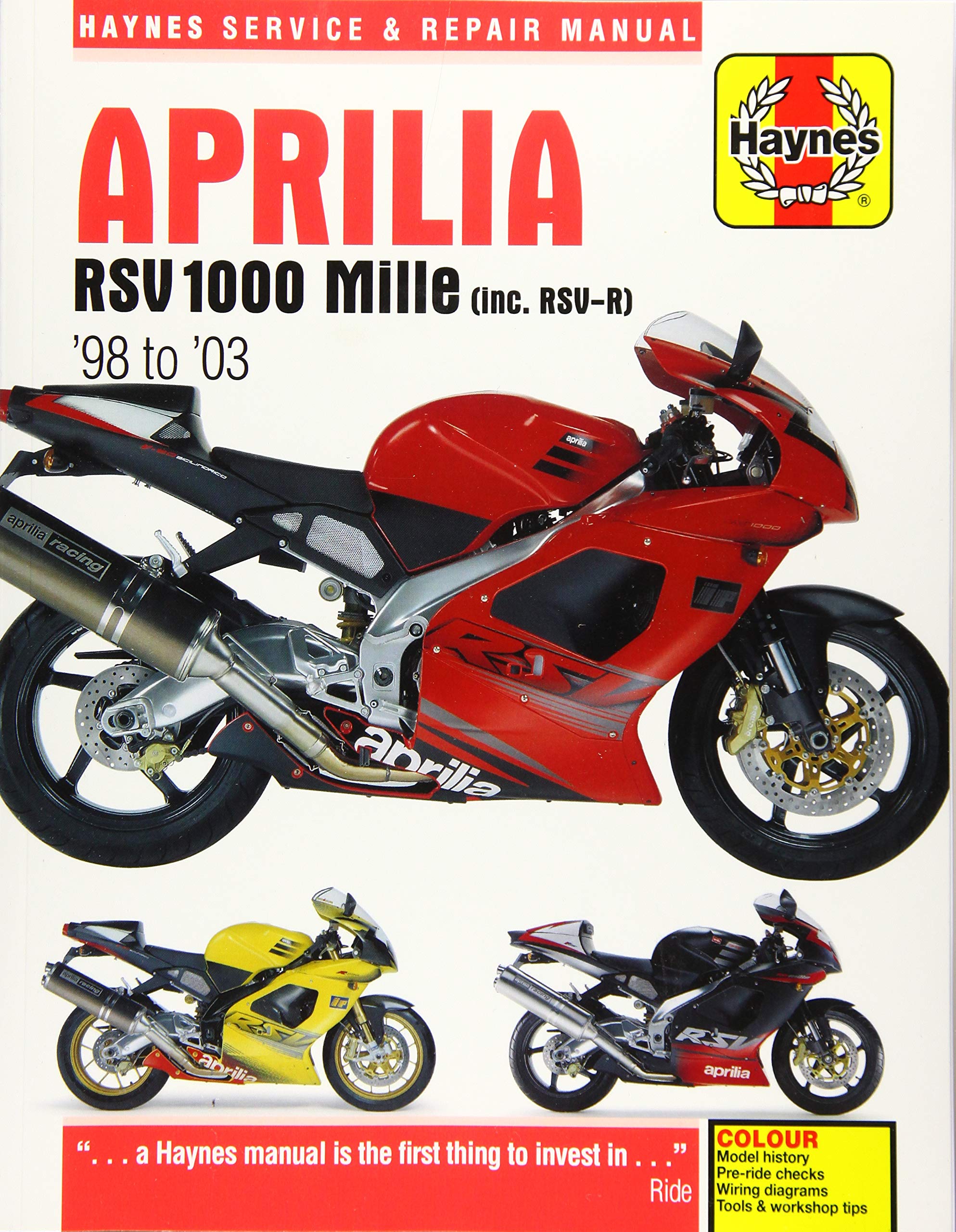 Aprilia RSV 1000 Mille (inc. RSV-R) '98 to '03 (Haynes Service & Repair Manual)