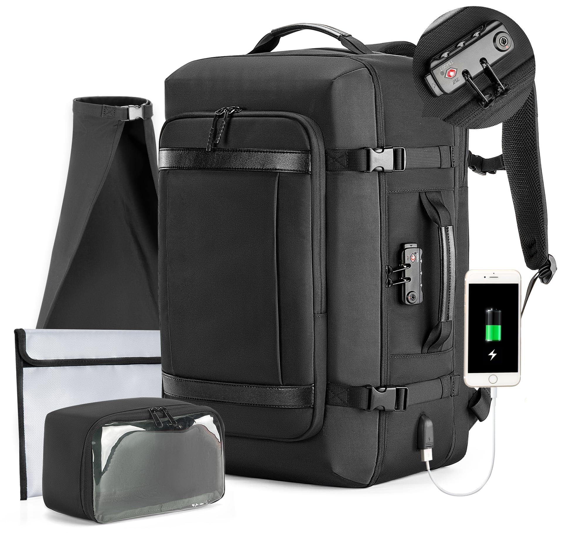 VGOAL Carry on Backpack, 40L Expandable Travel Weekender Overnight Luggage Bag Extra Large Backpack Fit up to 17.3" Laptop