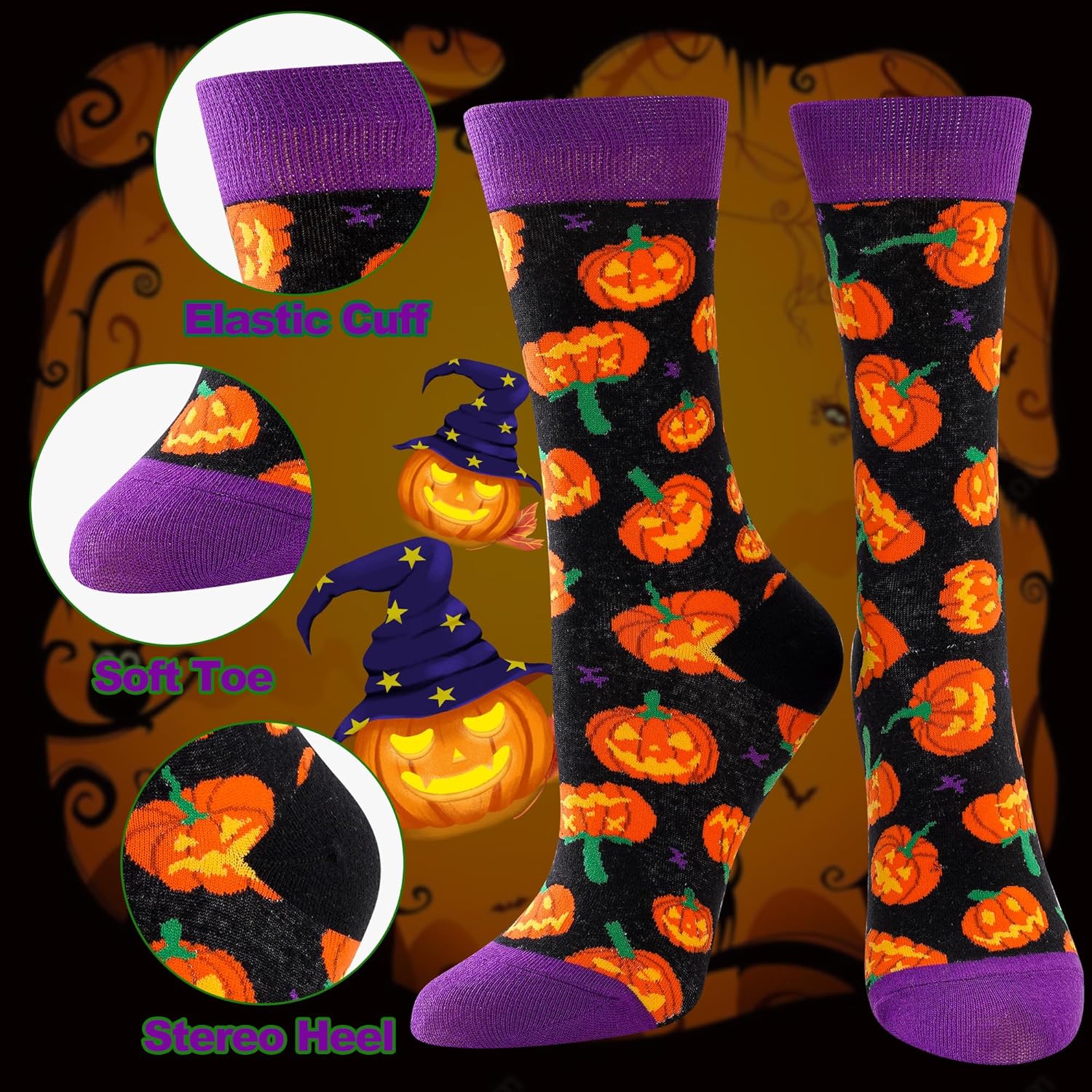 BONANGEL Halloween Socks Women, Funny Novelty Cute Holiday Crew Socks, Crazy Halloween Gifts for Women Girls - Image 3