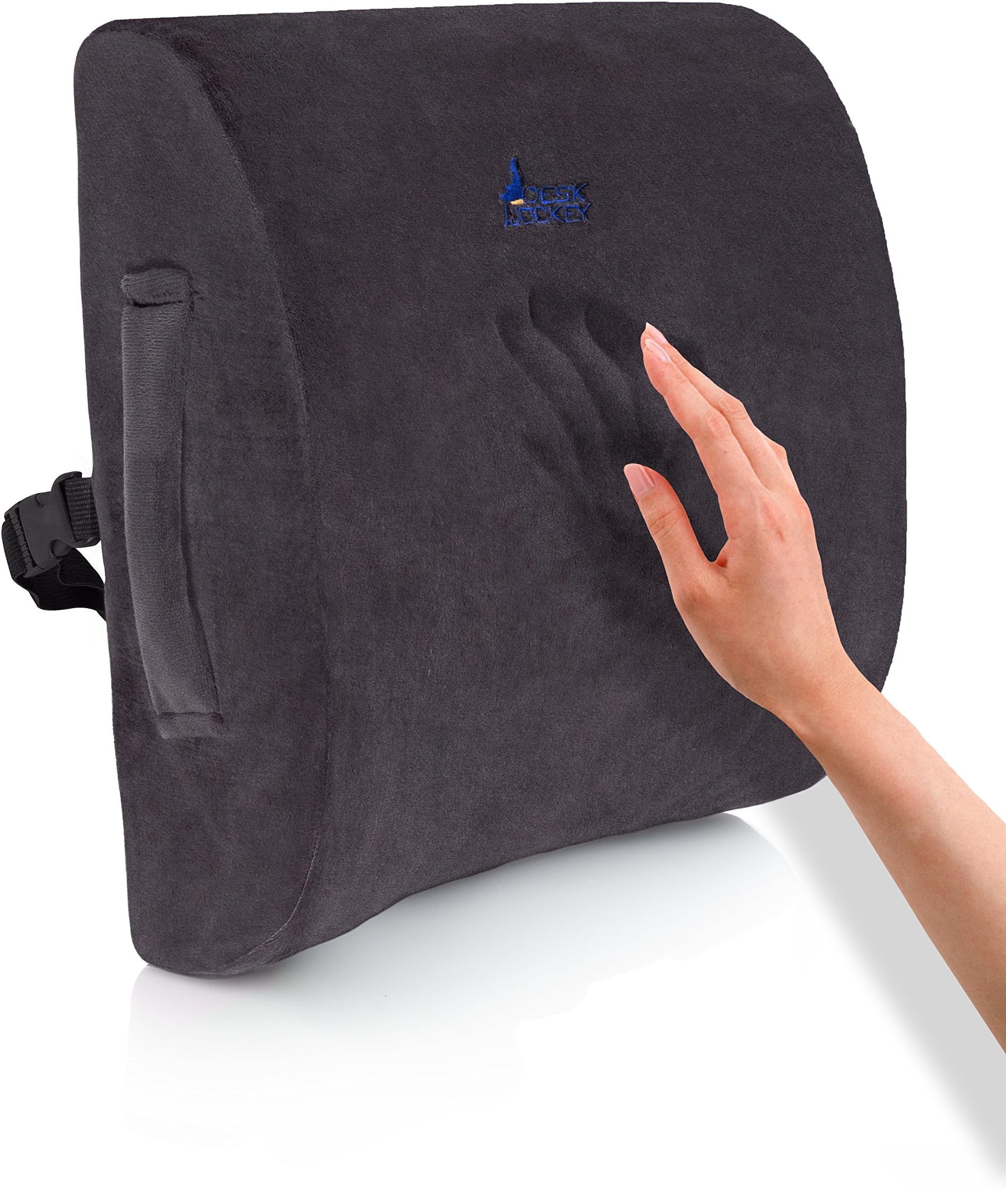 Desk Jockey Back Pillow Lumbar Support - Firm Therapeutic Grade Memory Foam for Driving Car, Office Chairs