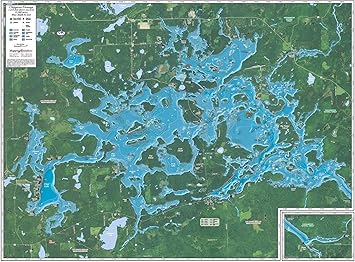 Chippewa Flowage Fishing Map Chippewa Flowage - 37.25" X 27.75" Laminated Wall Map : Office Products