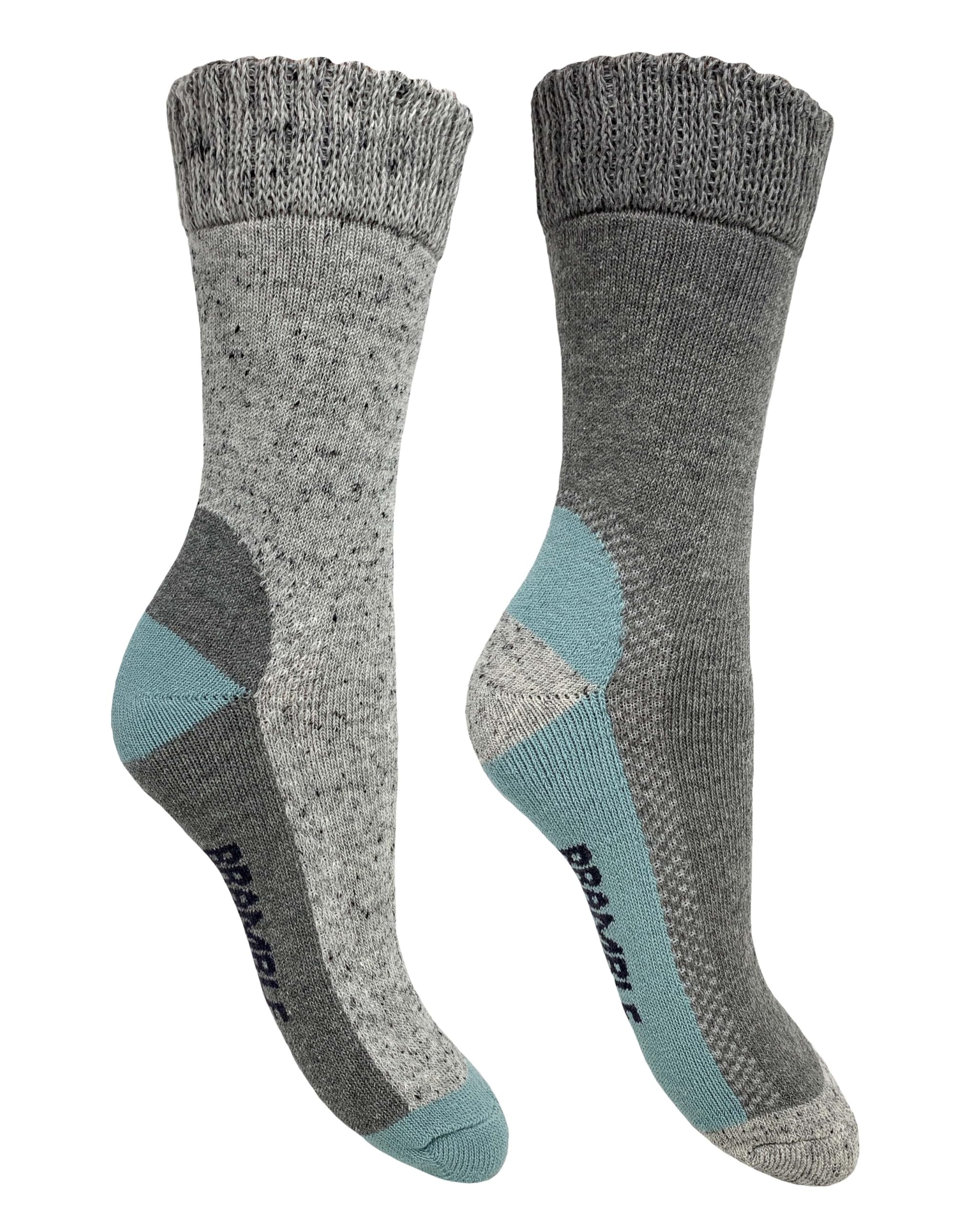 Bramble Women's Grey/Blue - Weekend Rambler Socks | 2 Pairs | U.k. Size 4-7 | /Purple Walking Boot Socks, Outdoor Comfort Hiking Sock ()