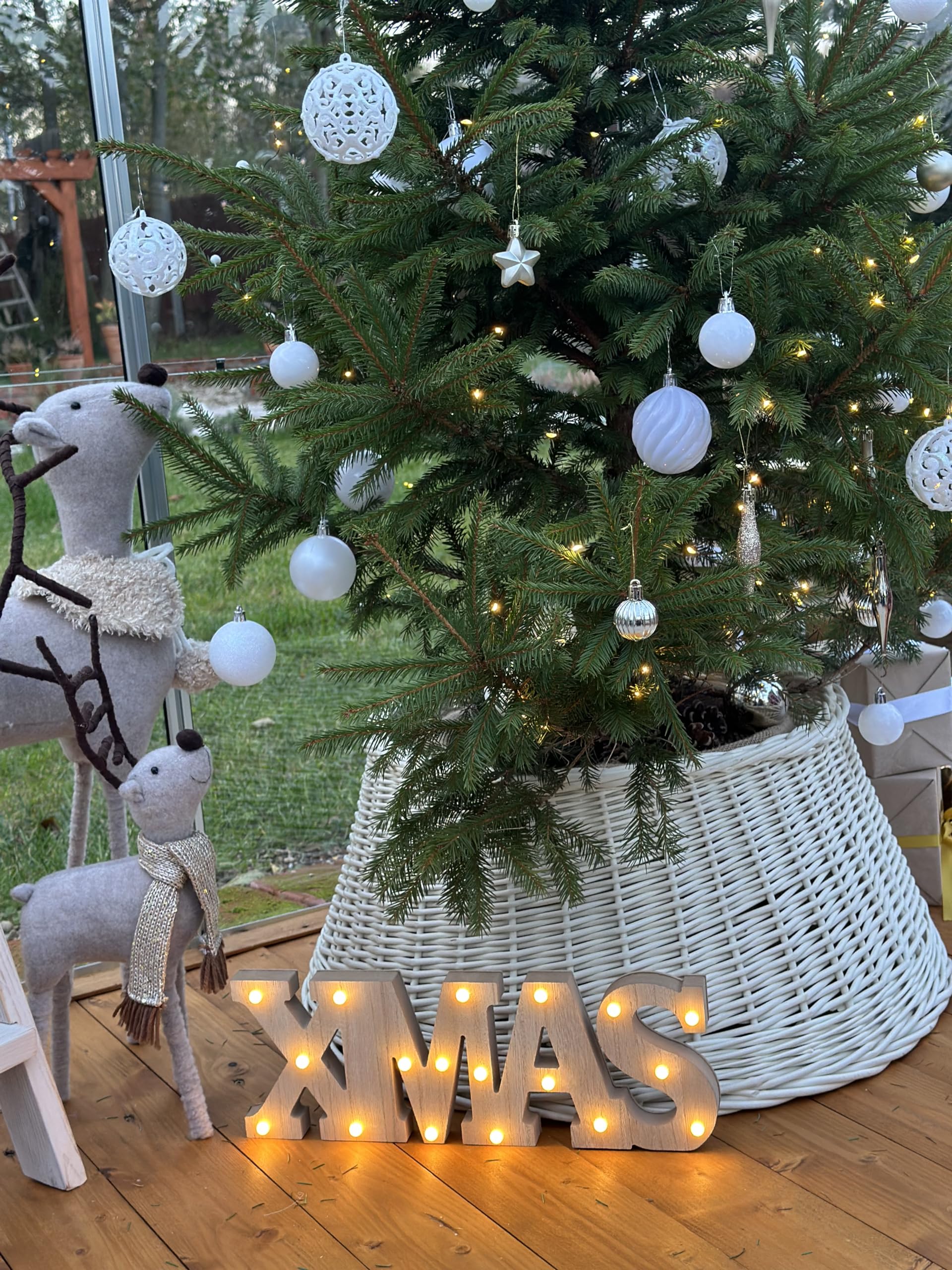 e-wicker24 Copri Base Albero di Natale in Vimini Fatto a Mano Gonna Albero di Natale