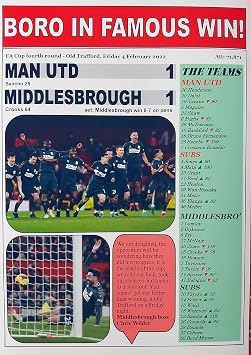 Man Utd 1 Middlesbrough 1 - 2022 FA Cup fourth round - souvenir print