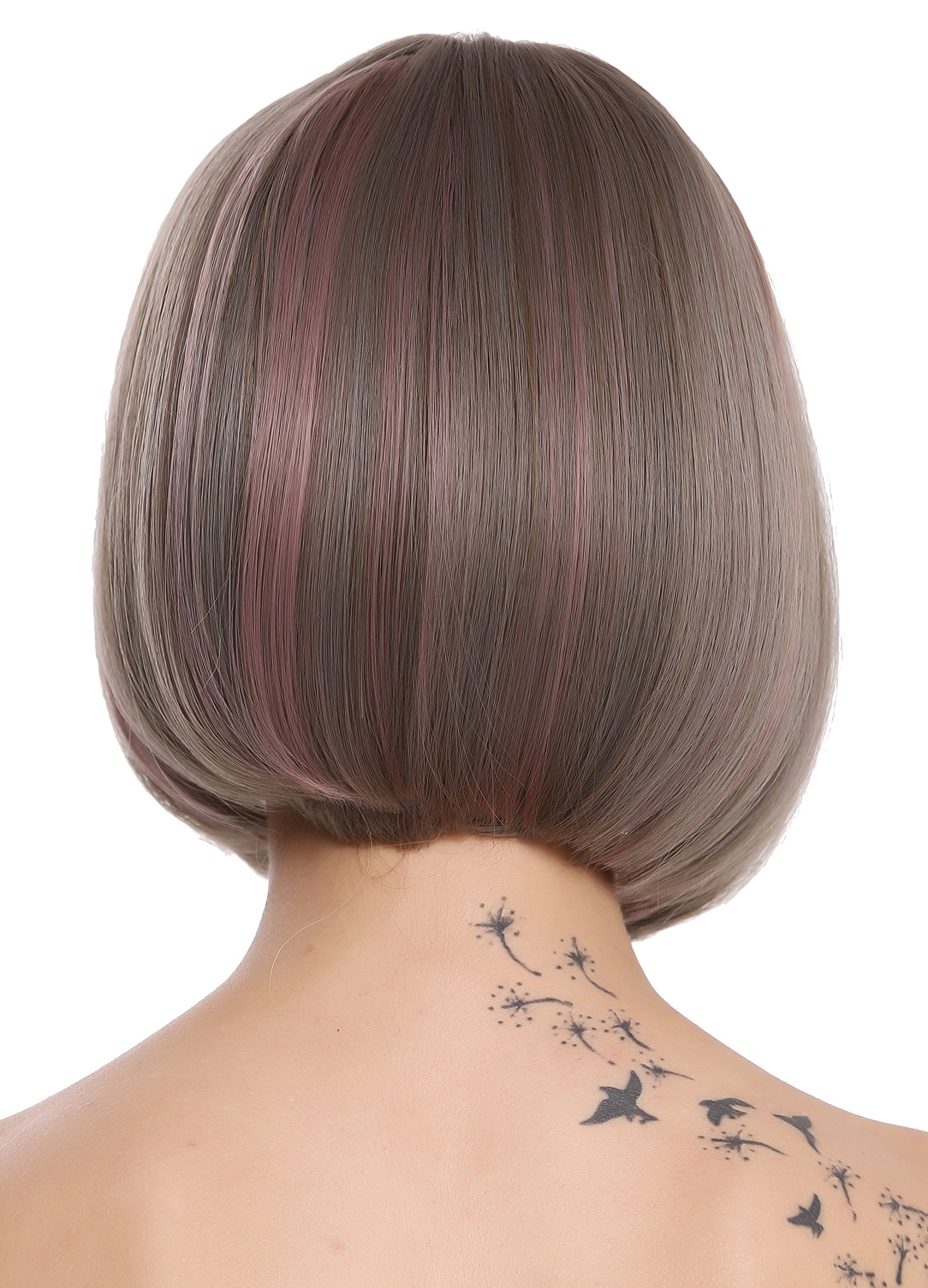 WIG ME UP, D3067-8A/10A/612 Quality women's wig lady bob short sleek fringe grey brown pink mix, Ash gray - Image 4