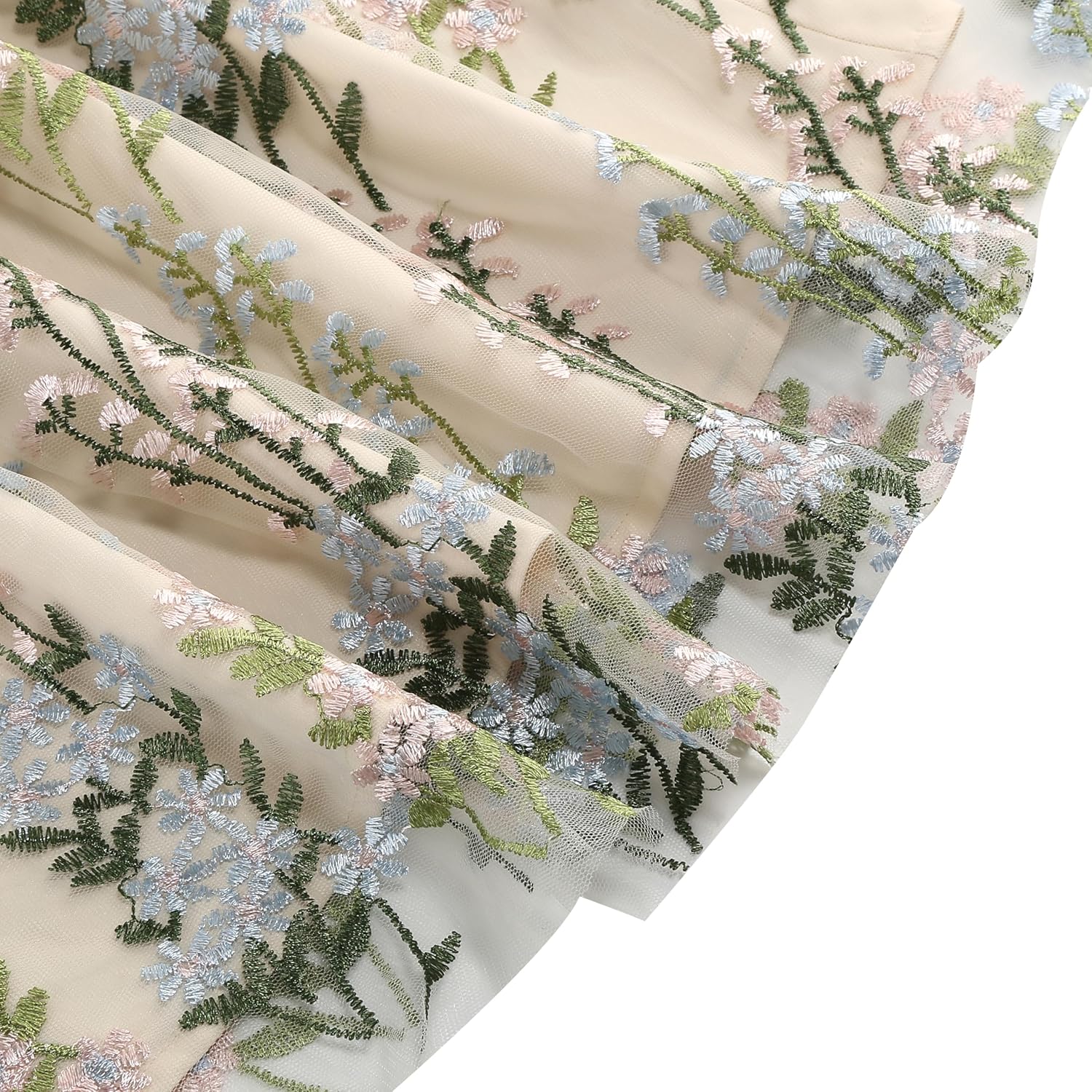 Long Floral Embroidery Dress for Women Flower Embroidered Maxi Dress Spaghetti Straps Formal Evening Party Tulle Prom Dress - Image 5