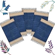 Handwoven Cotton Door Mat, Blue, 40x60 cm, Rectangular, Anti Slip, Washable, Low Pile, Modern Style (Pack of 5)