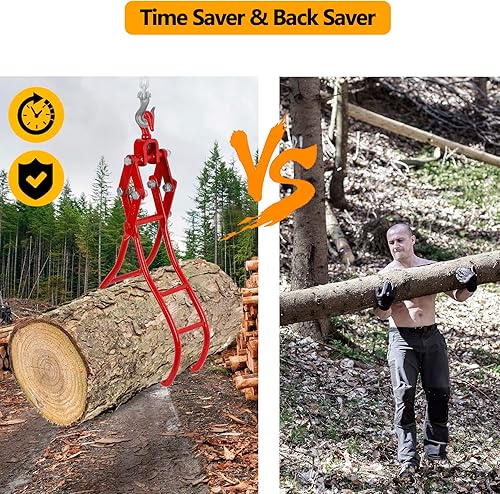 Miniatura 3 de Toriexon Pinzas para troncos de 28 pulgadas con 4 garras para troncos, pinzas de elevación de troncos, pinzas de elevación de madera para camión,