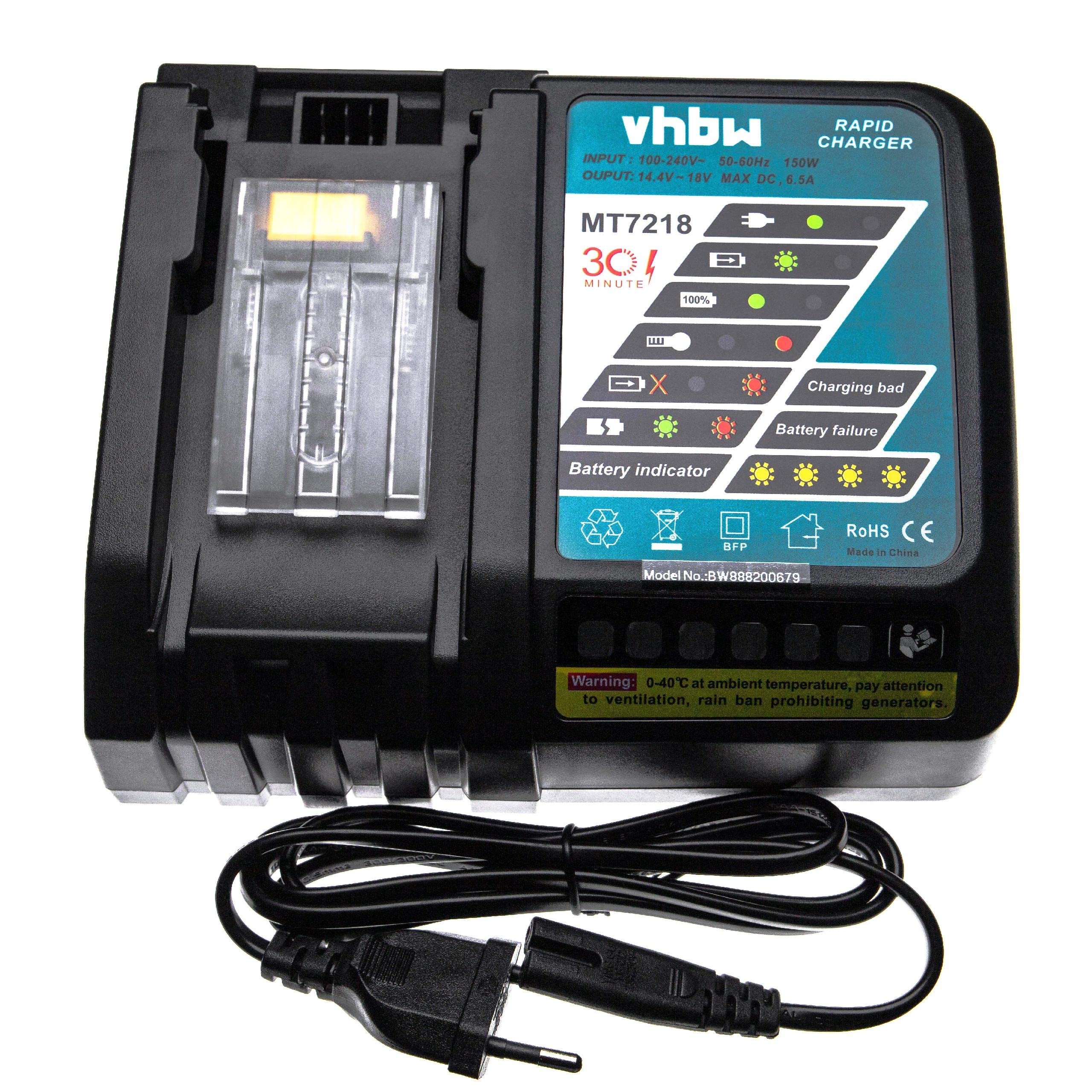 vhbw Cargador rápido Compatible con Makita UH522DW, TD127DWE, UH522D, TD127D, UM165D, UH480D, TD127D Impact Driver Herramientas Li-Ion - batería