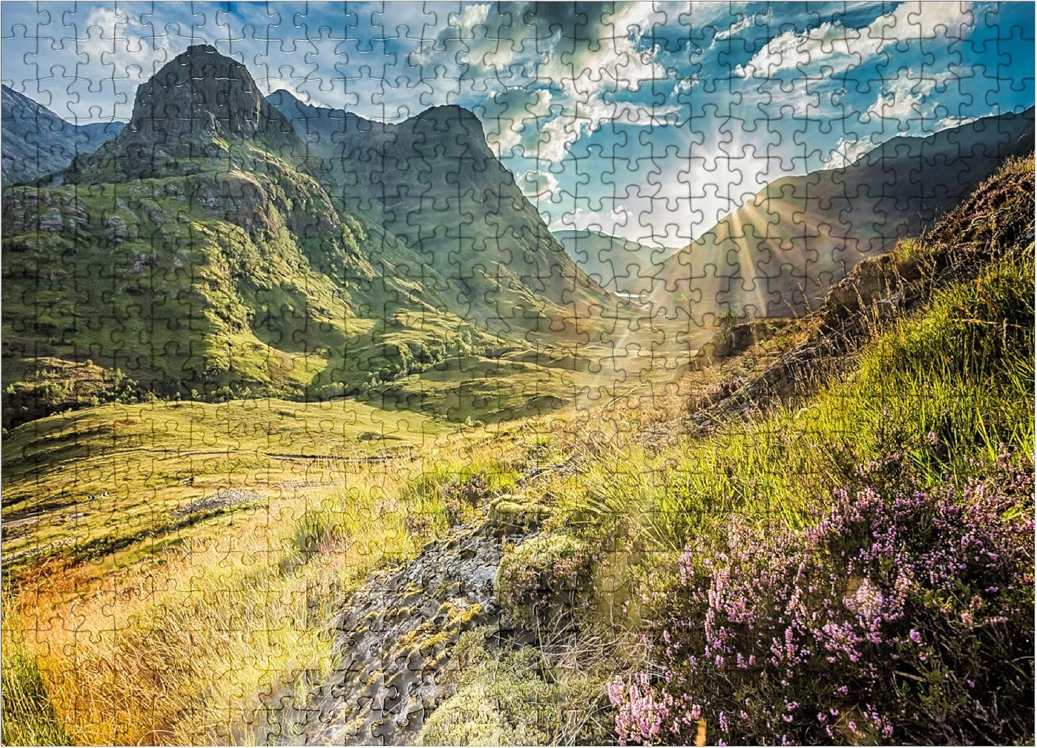 MyPuzzle Valley View Below The Mountains of Glencoe, Lochaber, Highlands, Scotland - Premium 500 Piece Jigsaw Puzzle for Adults