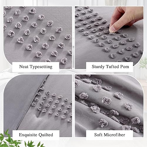 Miniatura 5 de ENJOHOS Juego de edredón Queen de 7 piezas - Juego de edredón verde salvia tamaño Queen en una bolsa, juego de edredón bohemio copetudo con diseño