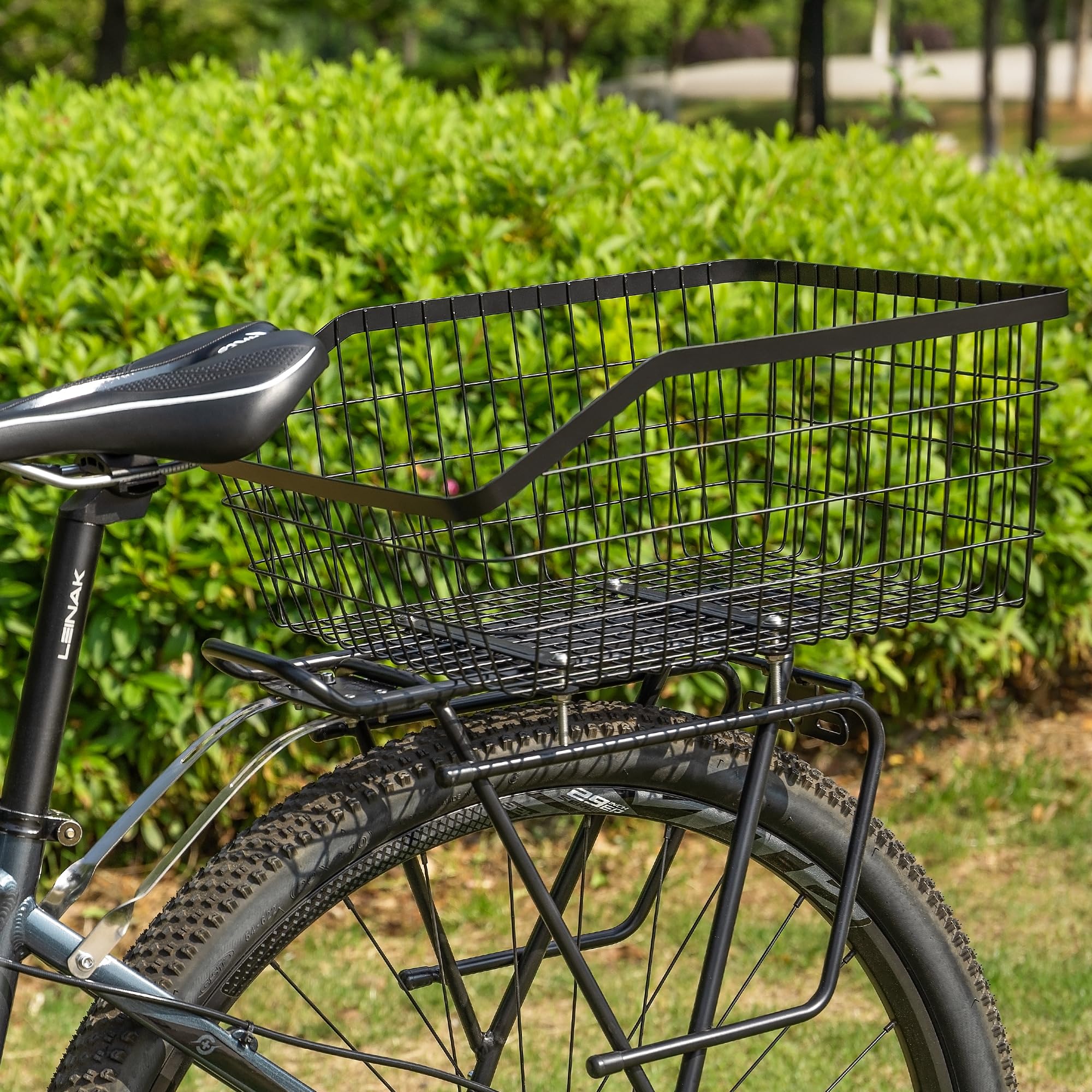 CXWXC Cestino posteriore per bici – Cestino posteriore con rete di trasporto e copertura impermeabile – Accessori per e-bike, cestini posteriori, ampia capienza per bici da adulto