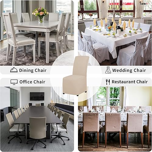 Miniatura 7 de Easy-Going Funda para silla de comedor, funda sólida para silla de comedor, de longitud completa, para cocina, hotel, fiesta, boda, ceremonia