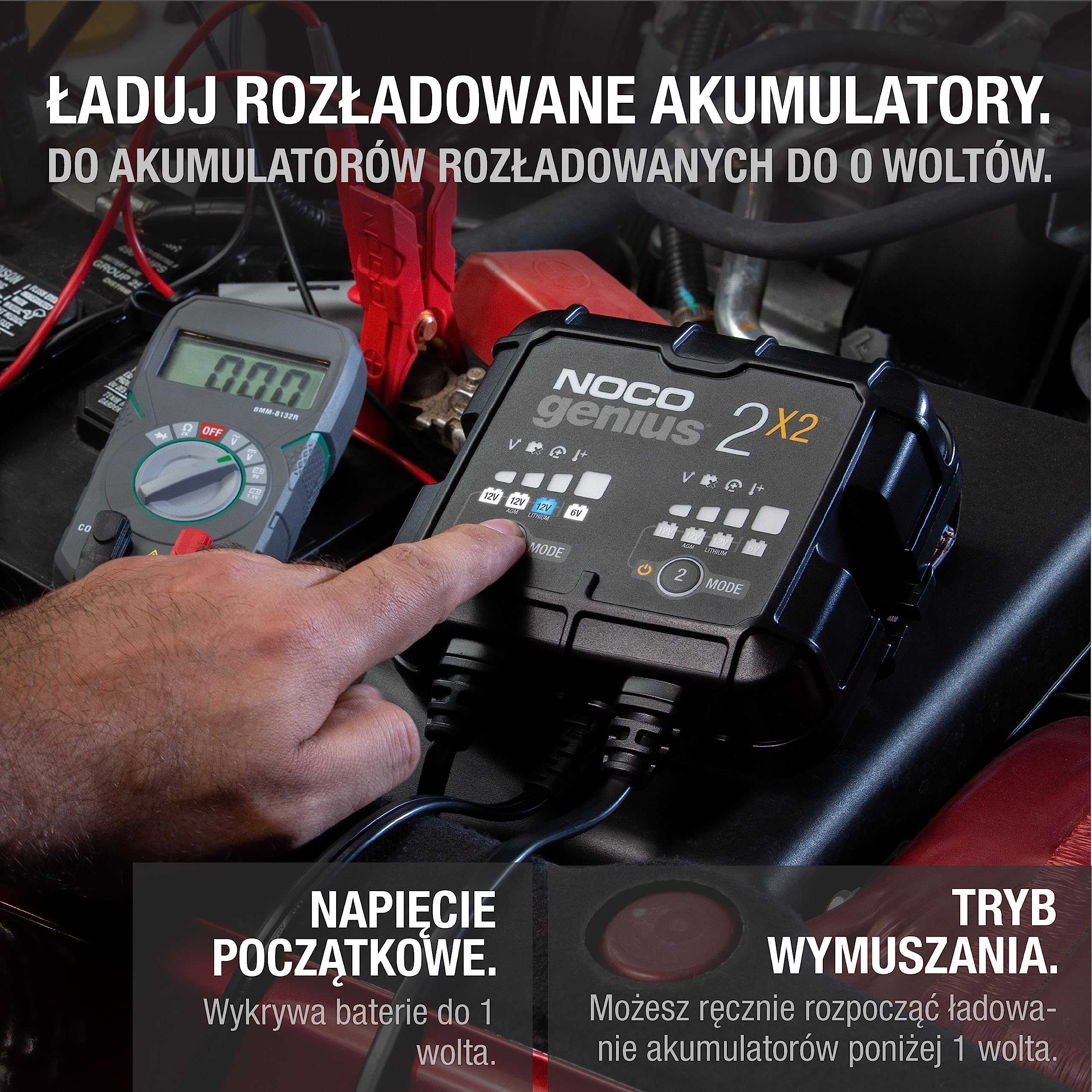 NOCO GENIUS2X2 Automatyczna Ładowarka 4A (2A na Bank) do Akumulatorów 6V i 12V - Konserwator, Podtrzymujący i Odsiarczający z Kompensacją Temperaturową