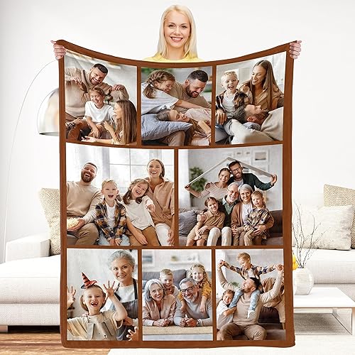 Ecavtly - Manta personalizada para regalo, manta personalizada con collage de imágenes, cumpleaños, aniversario, Navidad, regalo personalizado para