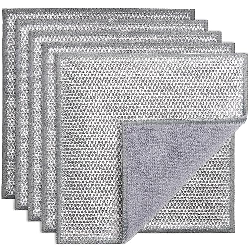 5 Pack Heavy Duty Grease Cleaning Cloth, PIPUHA2-in-1 Scrub +