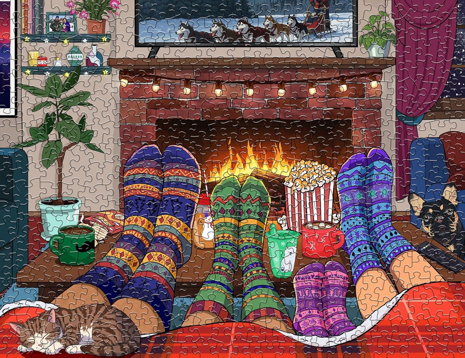 Springbok Snuggle Season 500 Piece Jigsaw Puzzle for Adults and Family - Christmas and Holiday Puzzle - Unique Cut Pieces - Made in USA