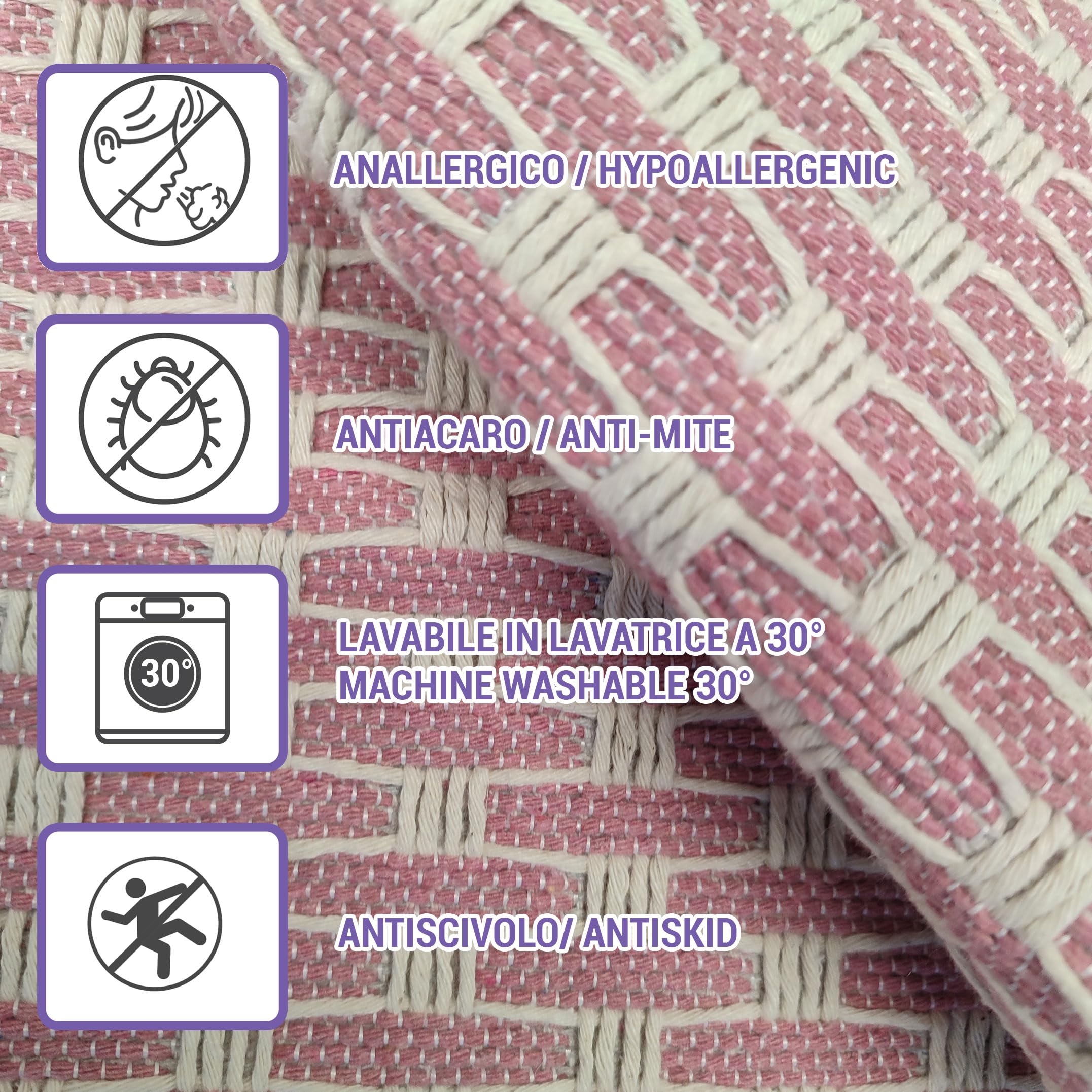 Home My Own | Passatoia Cucina Antiscivolo Lavabile a Pelo Corto Tappeto Passatoia Assorbente da Bagno o Soggiorno 100% Cotone Riciclato Tappeto Moderno Lavabile in Lavatrice, Dimensione: 80X150 cm