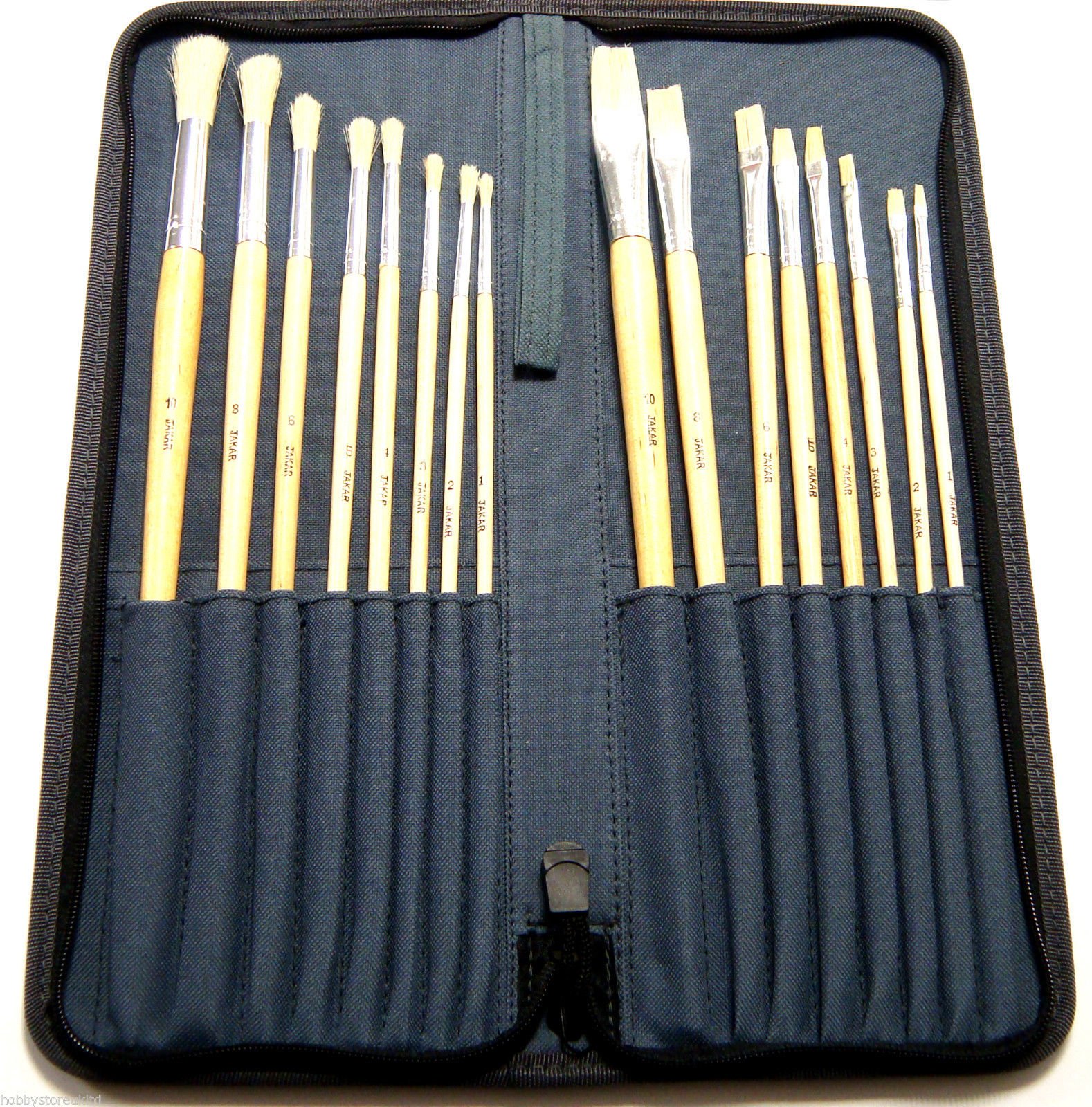 Artist Paint Brushes Set Hog Hair Oil Acrylic Watercolor Jakar Nylon Zipper Case