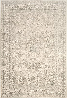 Safavieh Noble Collection NBL692 Distressed Viscose Area Rug, 3'3" x 4'7", Silver / Cream