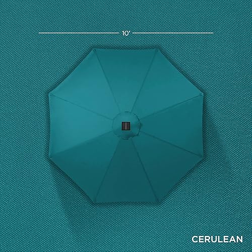 Vista 210 de Best Choice Products - Sombrilla solar de 7.5 pies para exteriores, patio, mesa, mercado, terraza, piscina con inclinación, manivela, luces LED