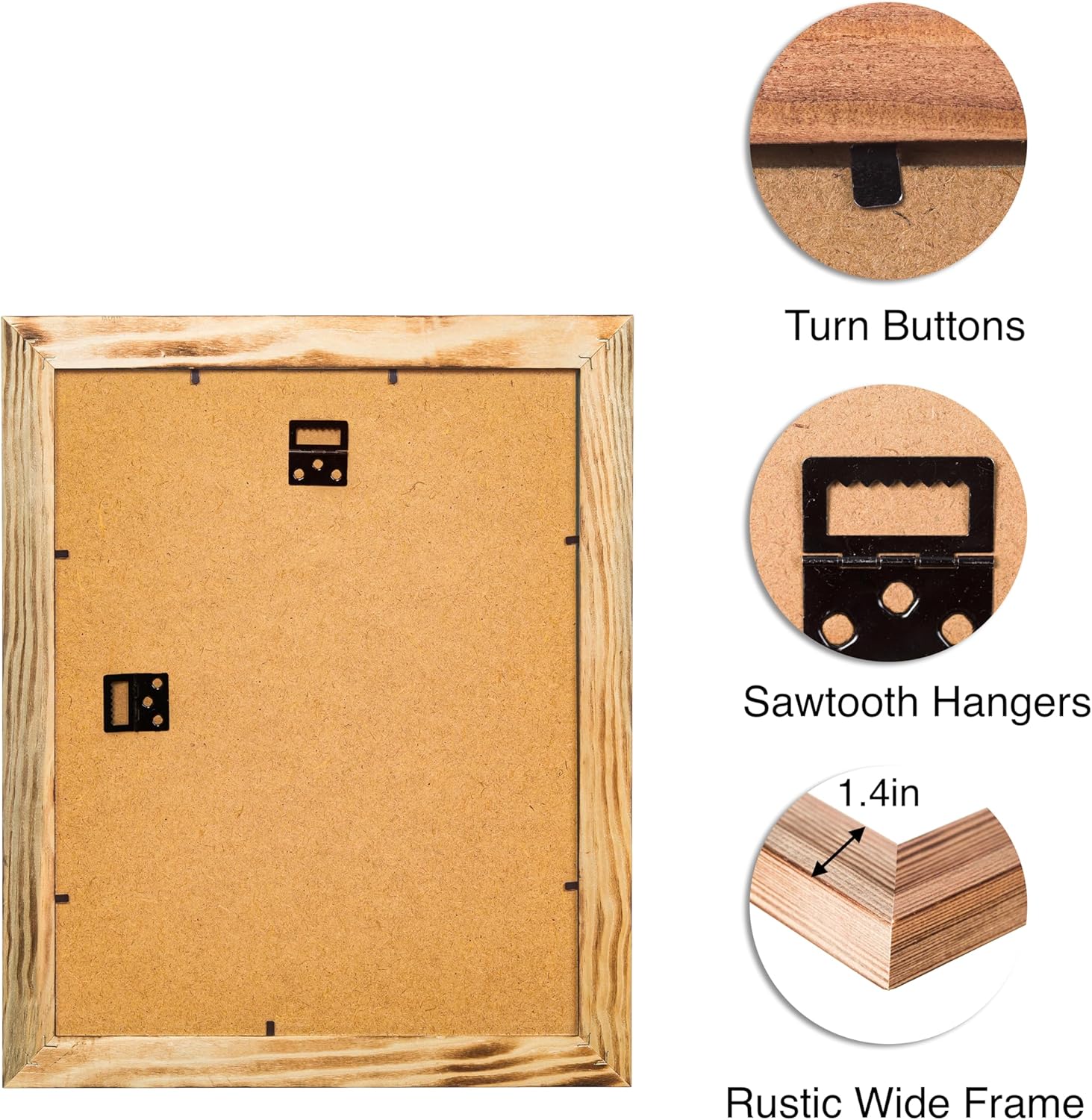 SimpleMe 18x24 Solid Wood Poster Picture Frame - Rustic Natural Wooden Wall Photo Frames Wide Moulding