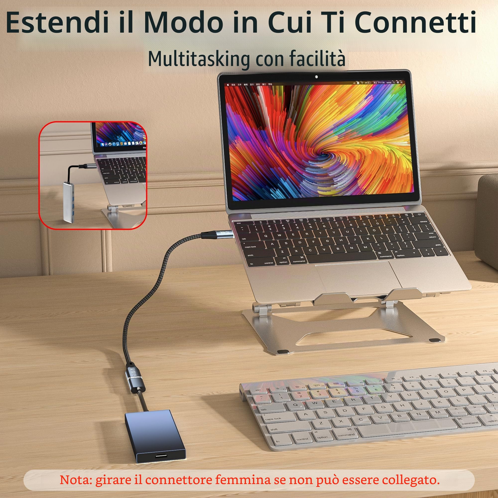 prolunga usbc 3m Compatibile con prolunga usb c thunderbolt 4 [40Gbps & 100W] cavo usb type-c maschio femmina, 8K@60Hz Cavo USB4 Per, Laptop, Monitor,telefono