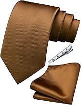 Branduce 3.15"（8cm） Men's Solid Color Necktie and Pocket Square Tie Clip Wedding Business Sets