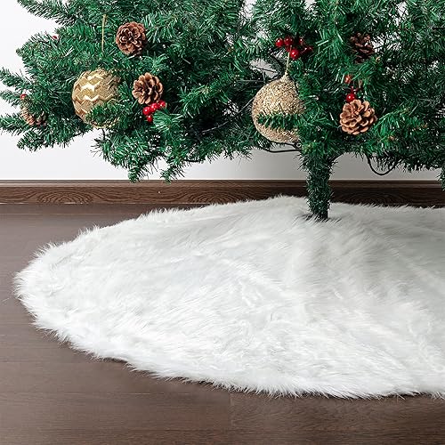 Vista 5 de Mr. Pen Christmas Tree Skirt - 48 inches, Faux Fur, White