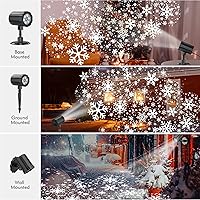 Vista 5 de GUSODOR - Proyector de luces de Navidad para exteriores, proyector dinámico de copo de nieve IP65, impermeable, luces de proyección de nieve