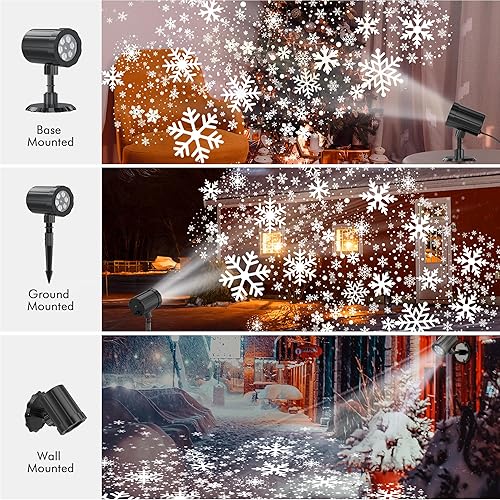 Miniatura 5 de GUSODOR - Proyector de luces de Navidad para exteriores, proyector dinámico de copo de nieve IP65, impermeable, luces de proyección de nieve para