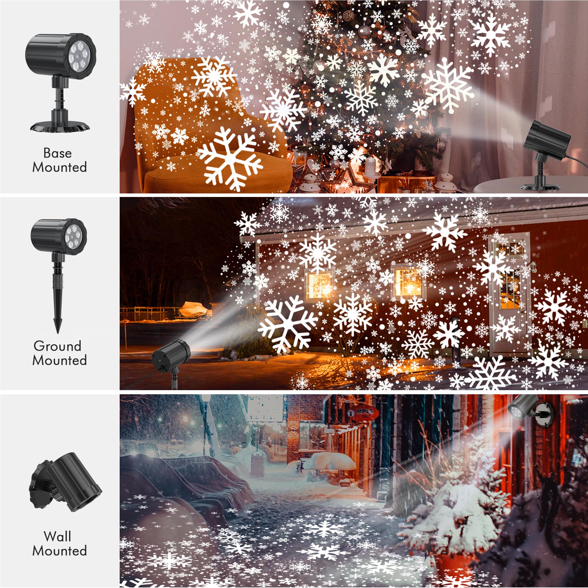 GUSODOR - Proiettore di luci natalizie per esterni, proiettore dinamico con fiocco di neve, IP65, impermeabile, luci di proiezione per interni ed esterni, decorazione natalizia, vacanze, matrimoni
