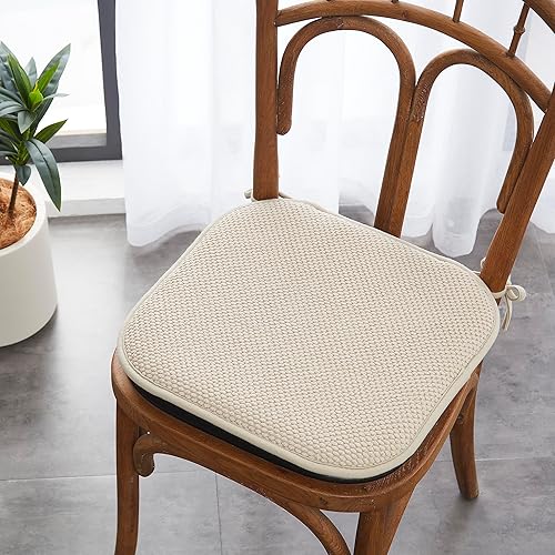 Miniatura 4 de Elegant Comfort Juego de 8 fundas para cojines para silla con lazos y parte trasera de goma antideslizante, espuma viscoelástica gruesa, almohadilla