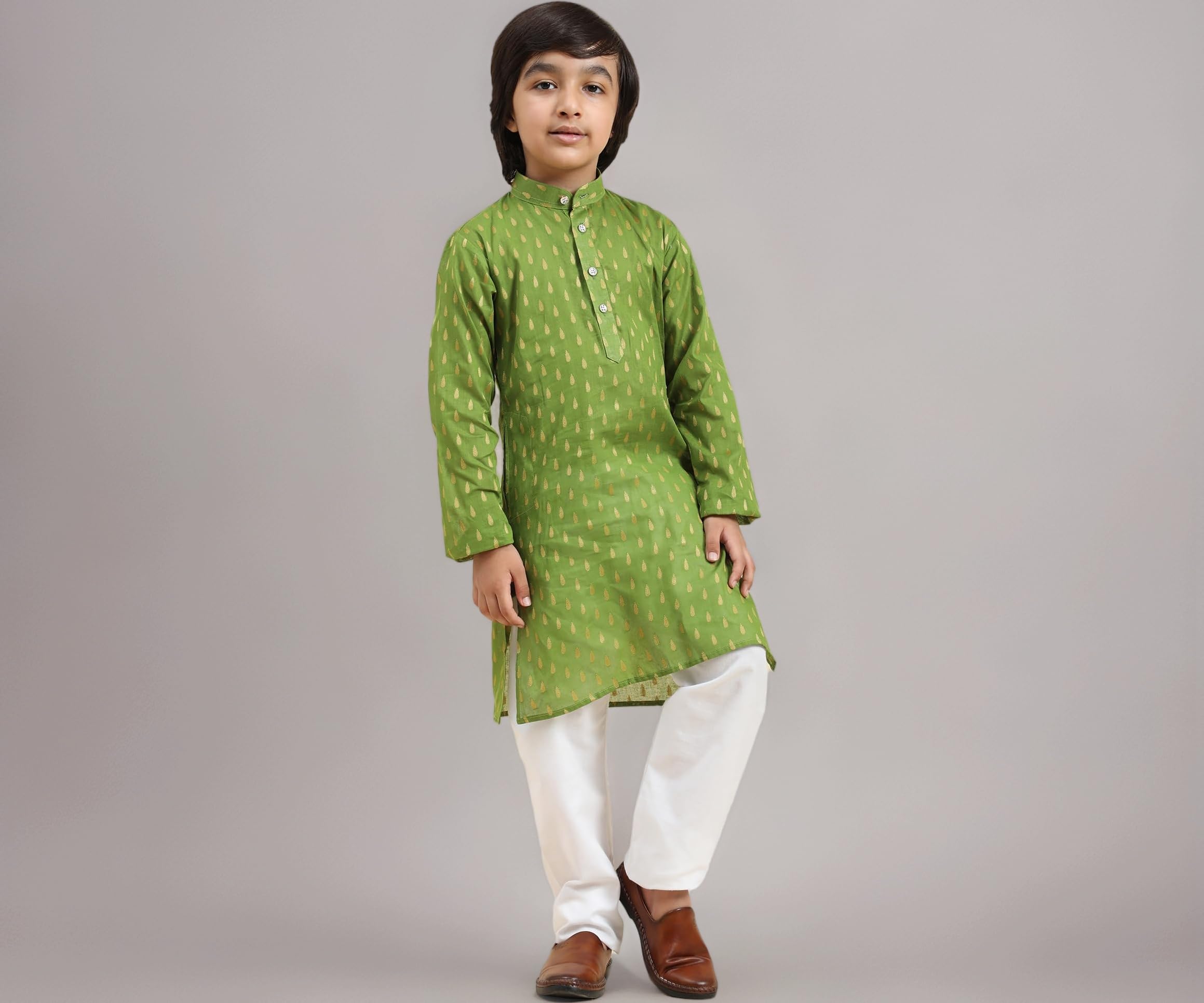 Boy's Cotton Printed Kurta Pajama For Kid'S s Traditional Dress Kurta Pajama Set