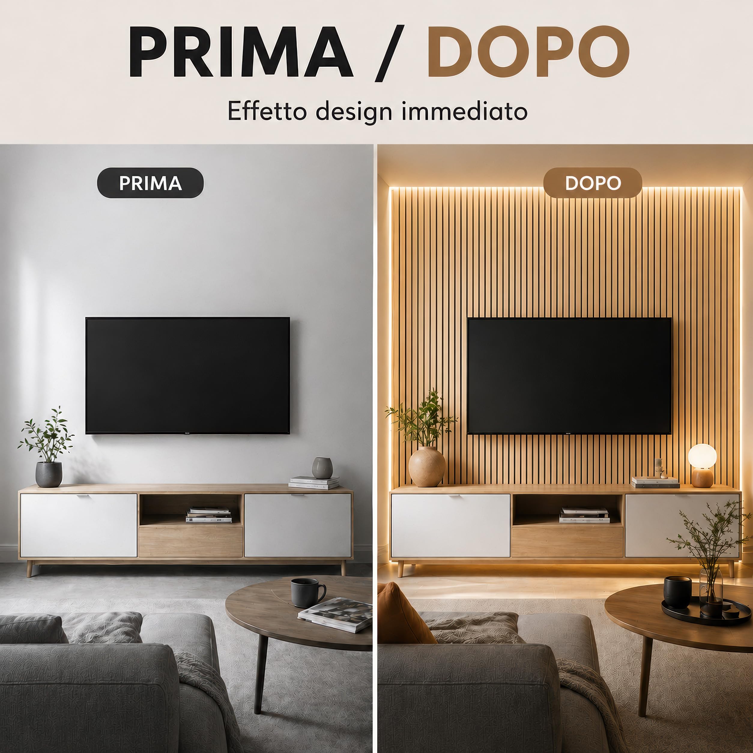 Set 4 Pannelli Fonoassorbenti Legno Impiallacciato, 60 x 120 cm, Pannelli Decorativi per Pareti 3D, Pannelli Acustici per Soffitto, Soggiorno e Ufficio, Rovere Naturare