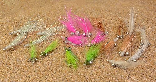 Crazy Charlie - Moscas de pesca con mosca de agua salada  Elige entre blanco, rosa, cristal, bronceado y Chartreuse  Atados a mano en los ganchos