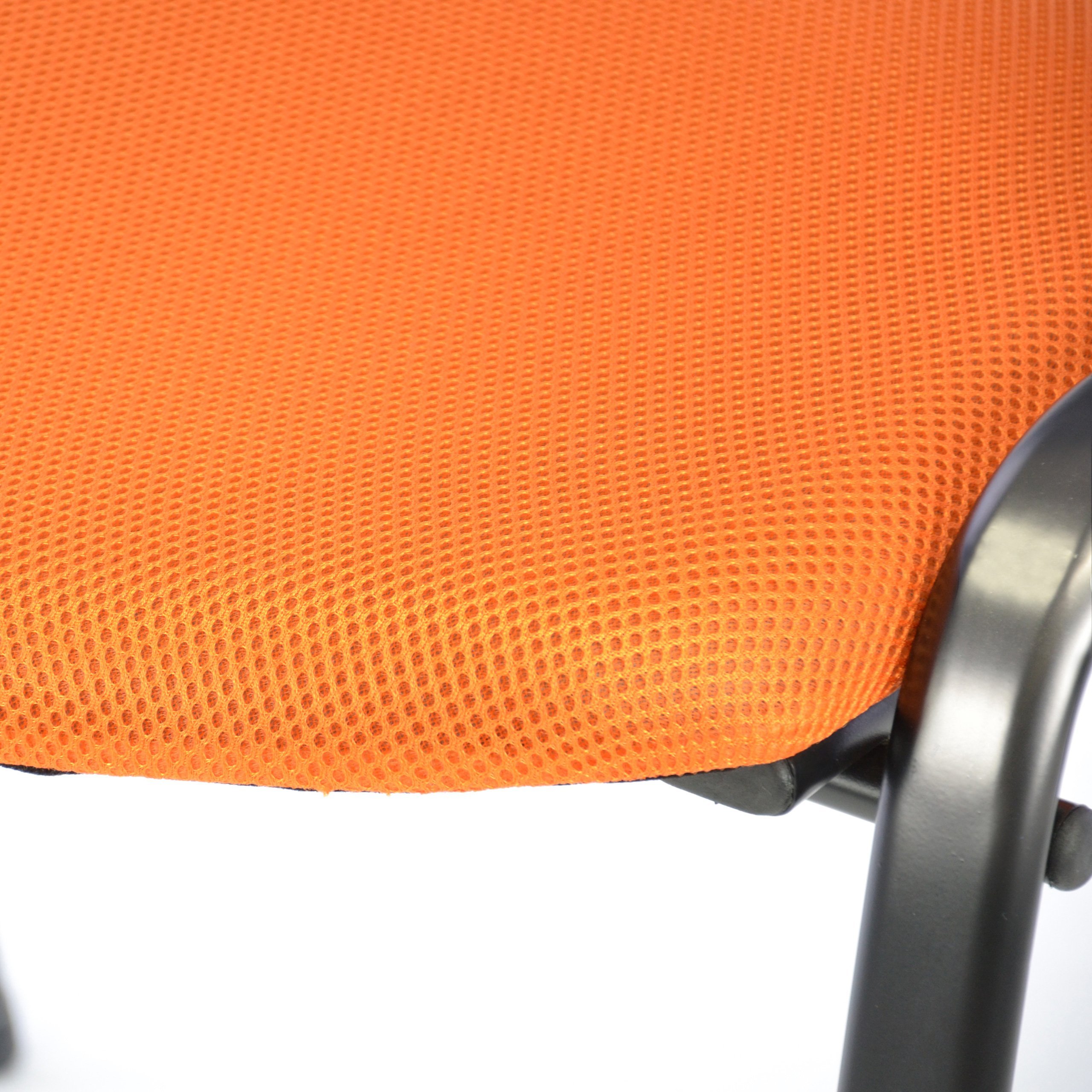 Nexos Trading 4er Set Bürostuhl Konferenzstuhl Besucherstuhl orange gepolsterte Sitzfläche stapelbar 52,5 x 45 x 80 cm Stapelstuhl Metallrahmen schwarz