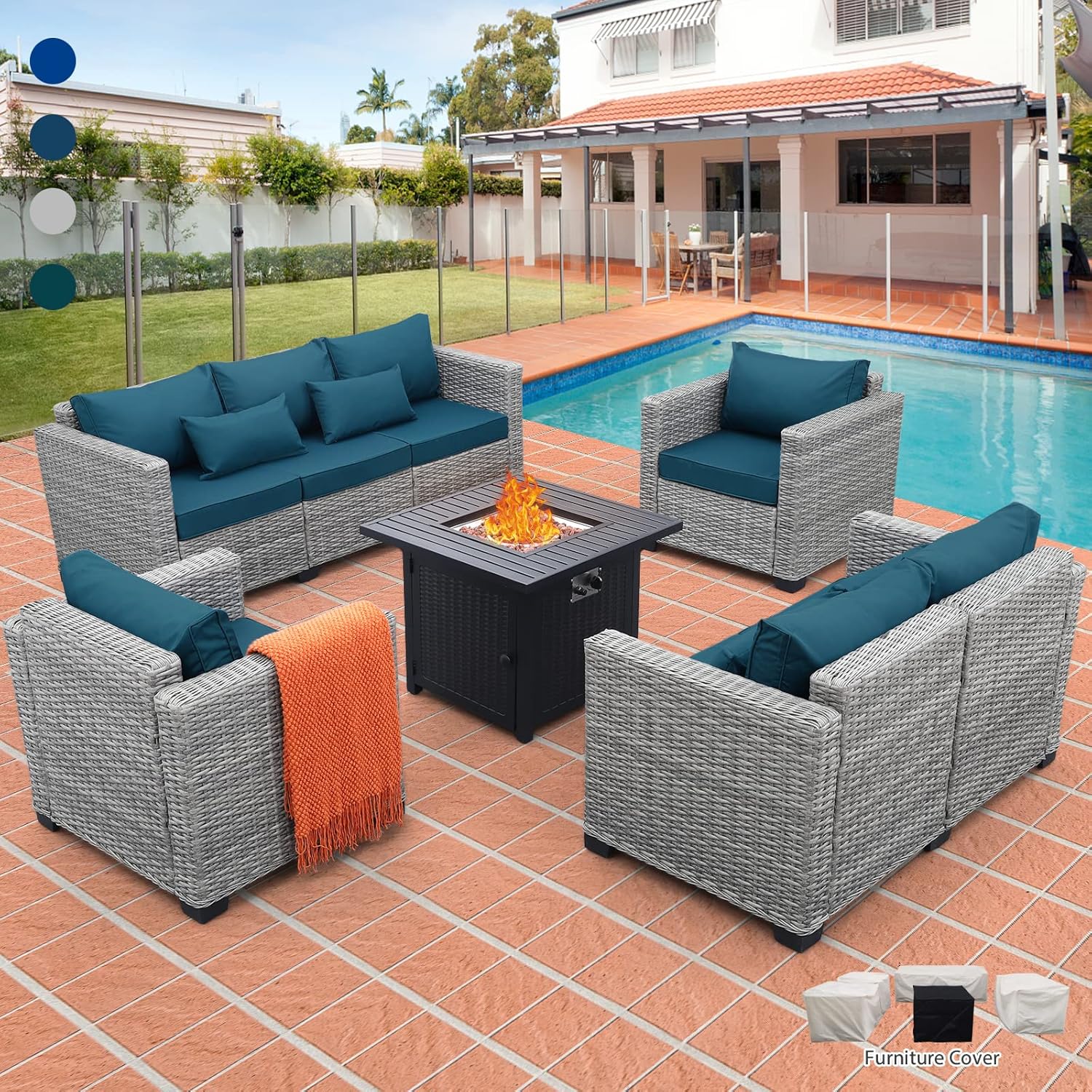 Patio Furniture Set with 31 In Fire Pit 5 Pieces Outdoor