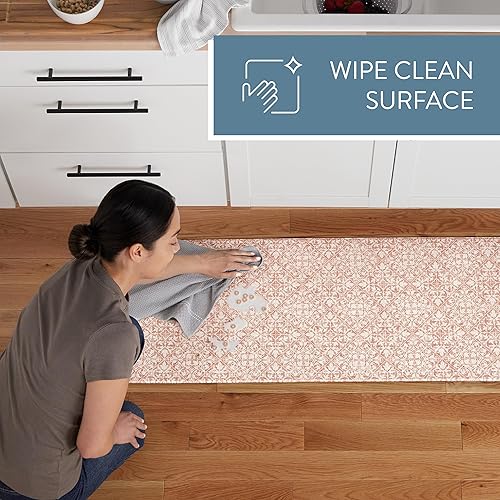 Miniatura 6 de TOWN & COUNTRY BASICS Comfort Plus - Tapete antifatiga con diseño vintage de medallones y azulejos de medallón, tapete de pasillo de cocina, tapete