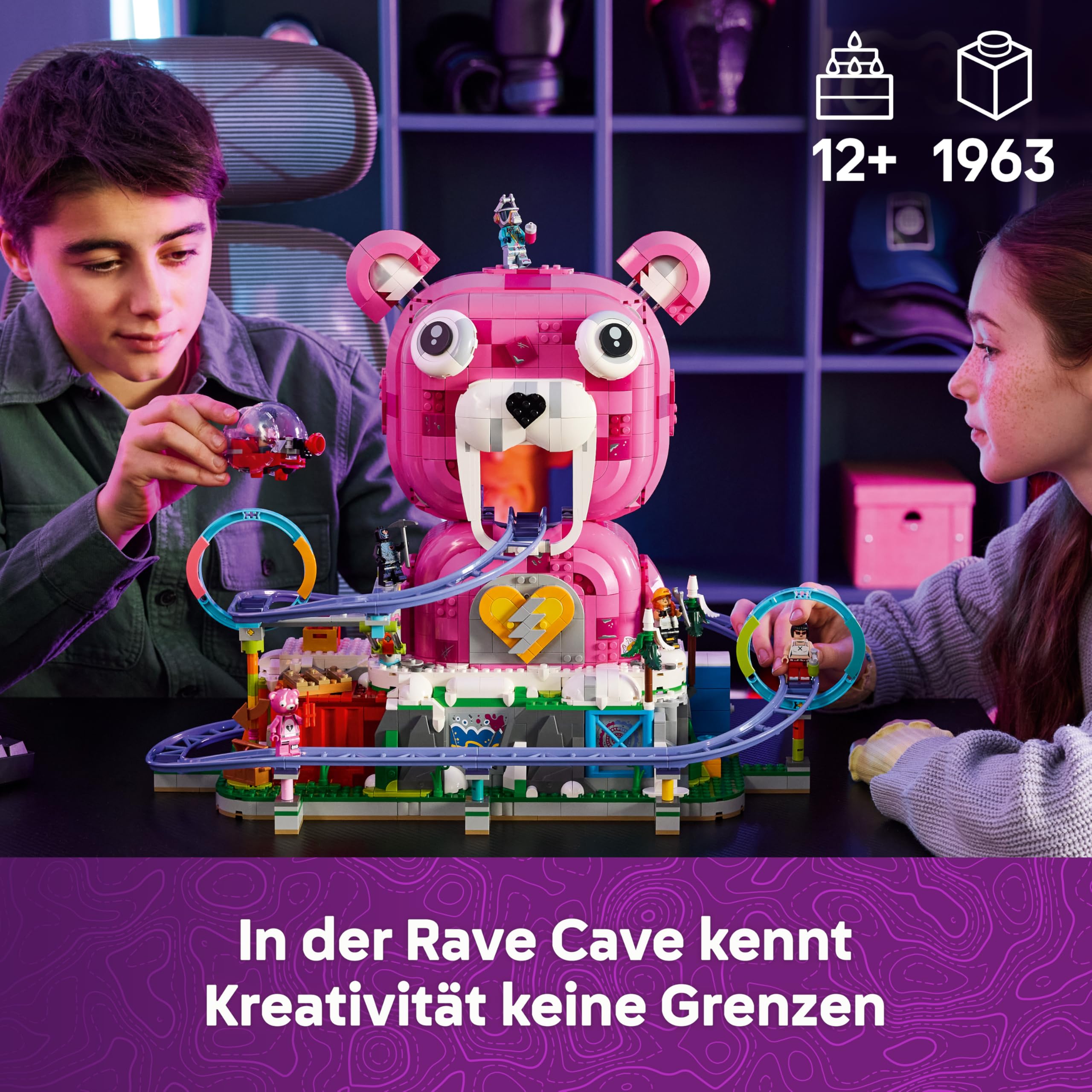 LEGO Fortnite Rave Cave - Interaktives Spielzeug mit Freizeitpark-Modell und 6 Minifiguren - Zimmerdeko für Kinder - Gaming-Geschenk für Jungen, Mädchen und Teenager ab 12 Jahren - 77082