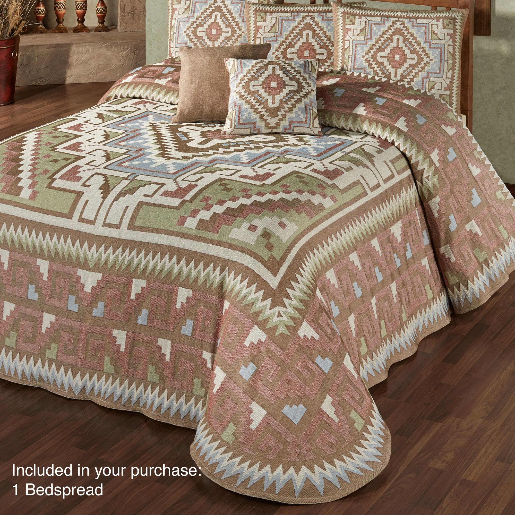 Touch of Class Valley View Southwestern Grande Cal King Bedspread Multi Warm 24 Inch Drop Cotton/Polyester Bedspread