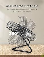 Vista 4 de Pelonis Ventilador de piso de 20 pulgadas, ventilador de piso de alta velocidad de metal resistente con 3 velocidades, cabezal inclinable ajustable