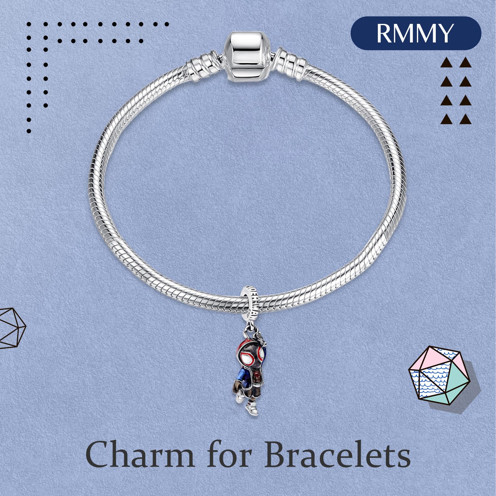 RMMY Charm 925 Sterling Silver Heart Mom Lucky Mouse Movie Pendant Dangle Beads for European Necklaces and Bracelets Valentine's Day Mother's Day Gifts con Gioielli di Zirconia