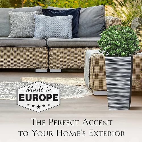 Miniatura 4 de Janska by Mueller - Maceta alta de resina M, planta grande para interiores y exteriores, árbol, maceta, juego de 2 piezas, 24 pulgadas, diseño