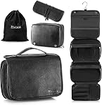 Elviros Suspension de sac de toilette Organisateur de voyage, PU Cuir 3-in-1 organisateur de voyage avec compartiments séparés pour les articles de toilette, et accessoires de toilettage.