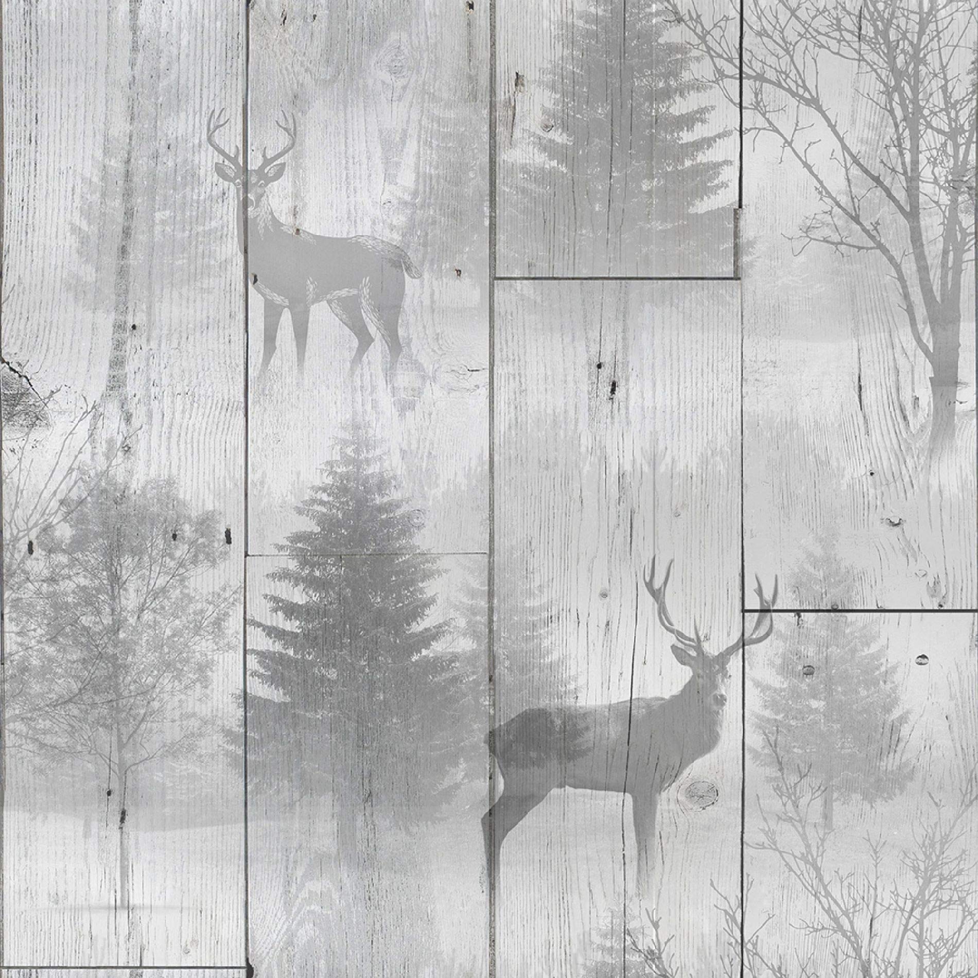 Contour Highland Plank Grey Wallpaper
