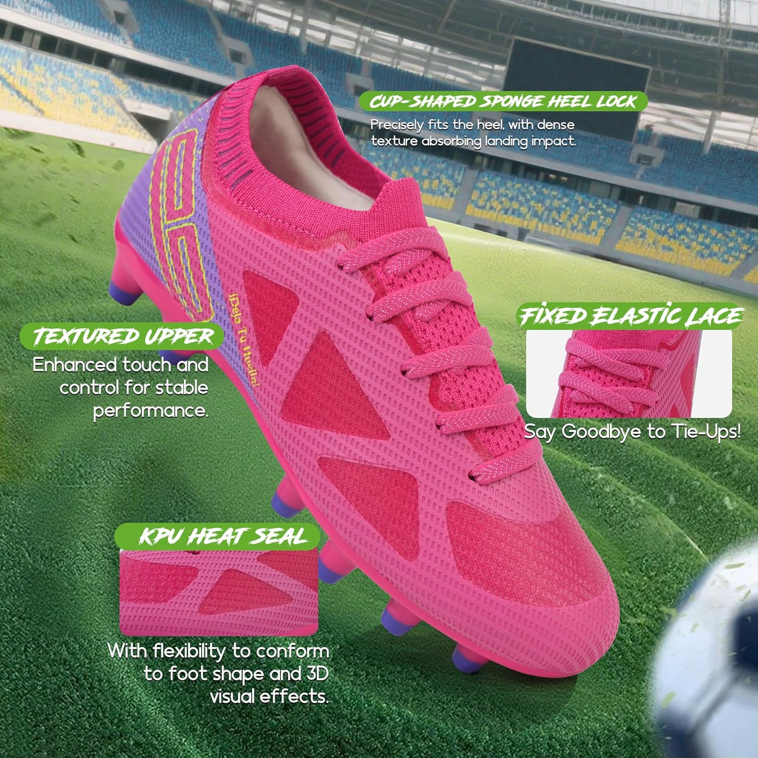 brooman Kids Firm Ground Soccer Cleats Boys Girls Football Shoes with Soccer Socks