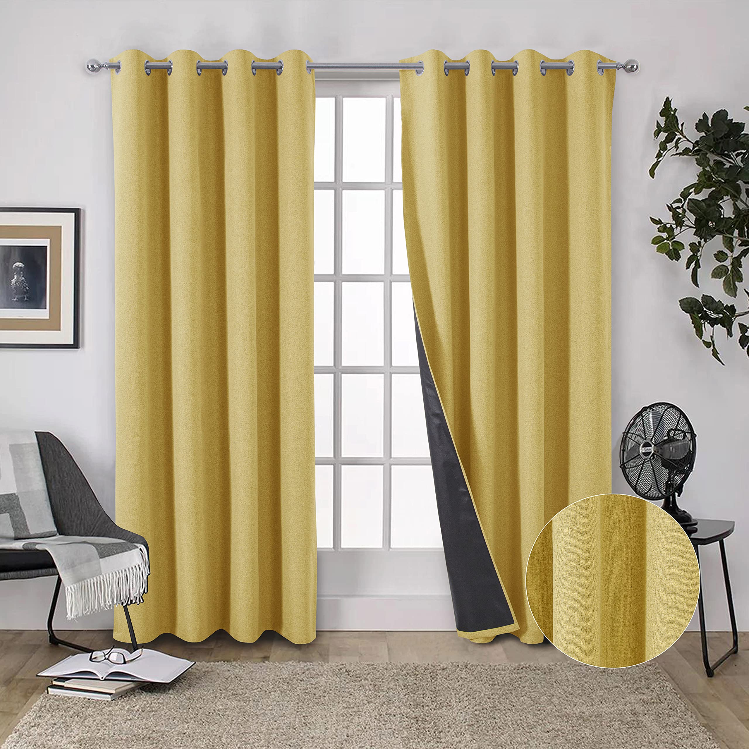 Rideaux occultants pour salon et chambre : ambiance feutrée en lin doré